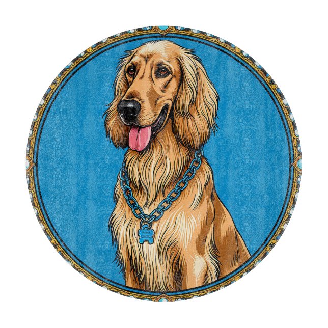 Dog-Portrait in Verziertem Rahmen Schneidebrett (Vorderseite)