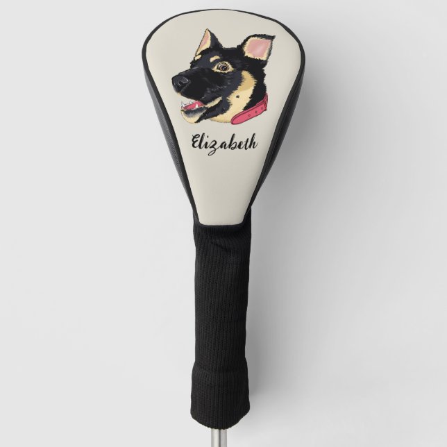 Dog Portrait Niedlicher Welpenname Golf Headcover (Vorderseite)