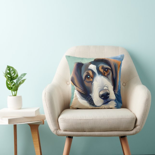 Dog Portrait Sketch 3D-Malerei Kissen (Stuhl )