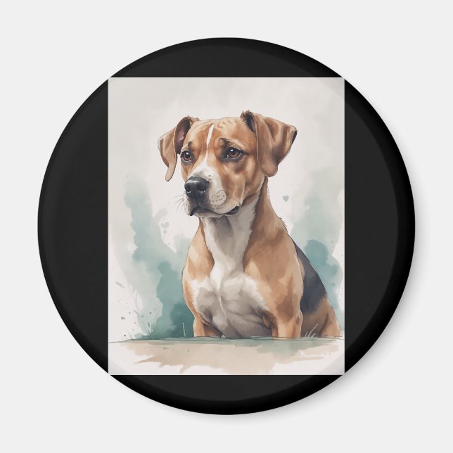 Dog Portrait Watercolor Magnet (Vorne)