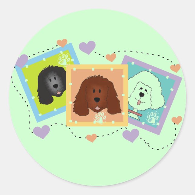 Dog Portraits Tshirts und Geschenke Runder Aufkleber (Vorderseite)