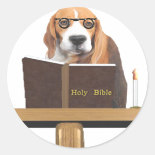 Dog Preacher Runder Aufkleber