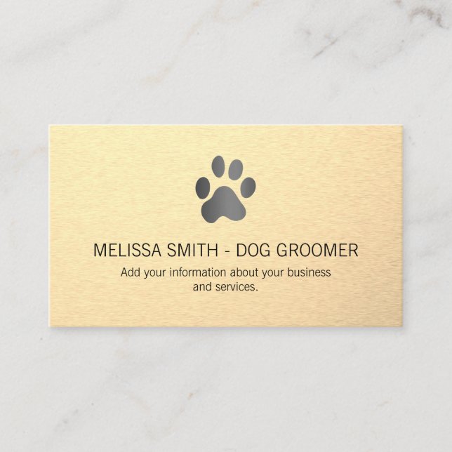 Dog Print Sleek Metallic Hintergrund Terminkarte (Vorderseite)