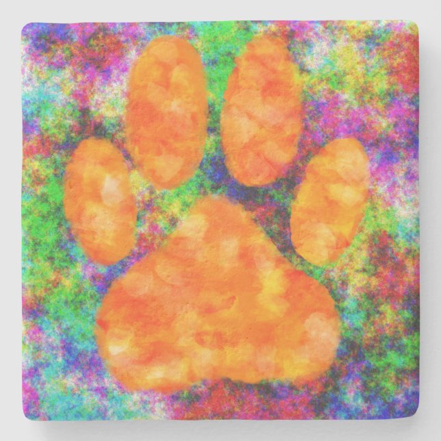 Dog Print Wasserfarbe Steinuntersetzer (Vorderseite)