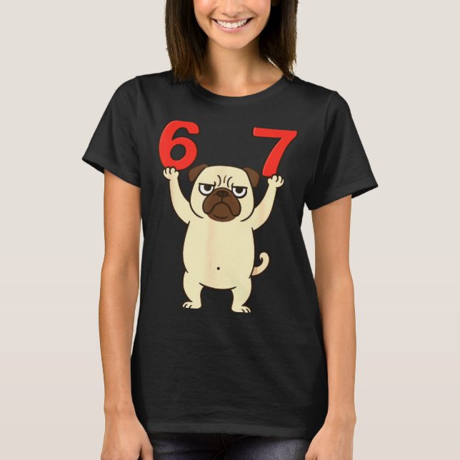 Dog Pug Funny 67 Meme Six Seven  T-Shirt (Vorderseite)
