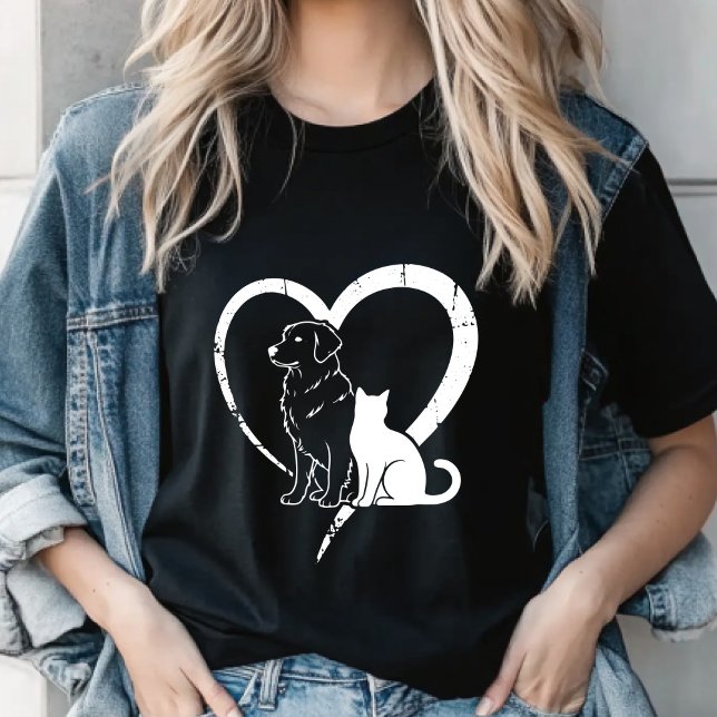 Dog Puppy & Baby Cat Heart Tee ,Pet Lover Shirt (Von Creator hochgeladen)