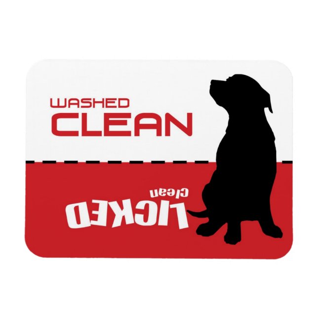 Dog Puppy Pitbull Dishwasher Magnet - Licked Clean (Horizontal)
