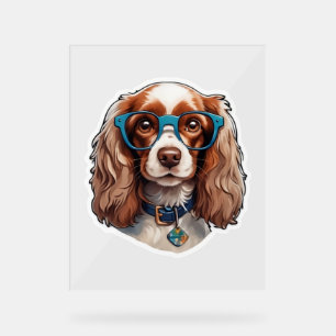Dog Puppy Pooch Niedlich Funny Glasses Student Acrylschild