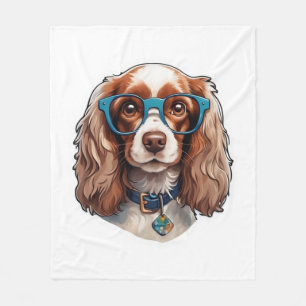 Dog Puppy Pooch Niedlich Funny Glasses Student Fleecedecke
