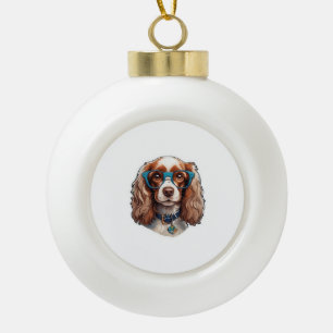 Dog Puppy Pooch Niedlich Funny Glasses Student Keramik Kugel-Ornament