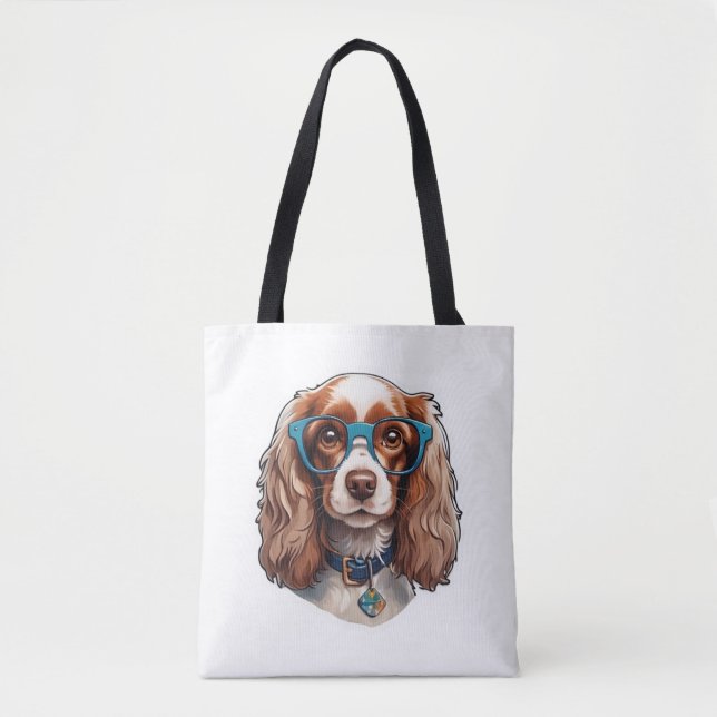 Dog Puppy Pooch Niedlich Funny Glasses Student Tasche (Vorderseite)