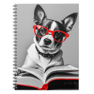 Dog Reading Book Notebook Notizblock