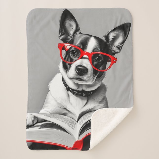 Dog Reading Book Sherpadecke (Vorderseite)