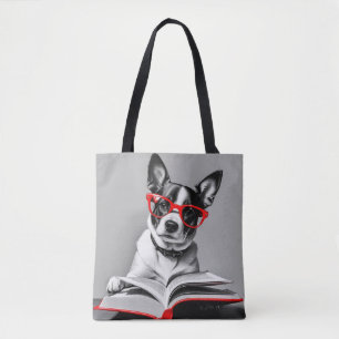 Dog Reading Book Tasche