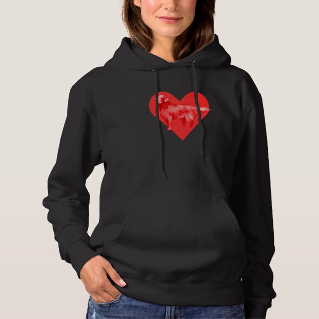 Dog Red Heart Flat Coated Retriever Hoodie (Vorderseite)