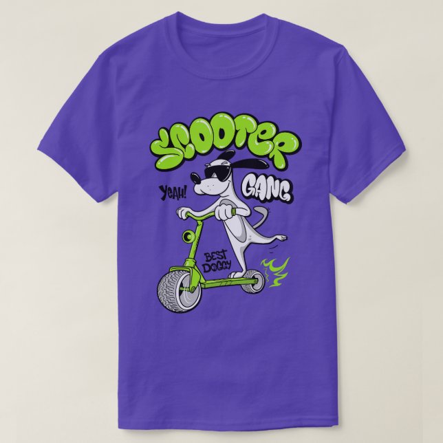 Dog Riding Scooter T-Shirt (Design vorne)