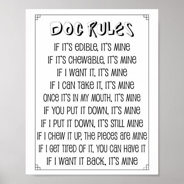 Dog Rules Poster (Vorne)