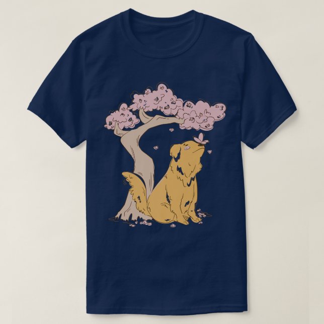Dog Sakura Cherry Blossom Flower Kawaii Japanese A T-Shirt (Design vorne)