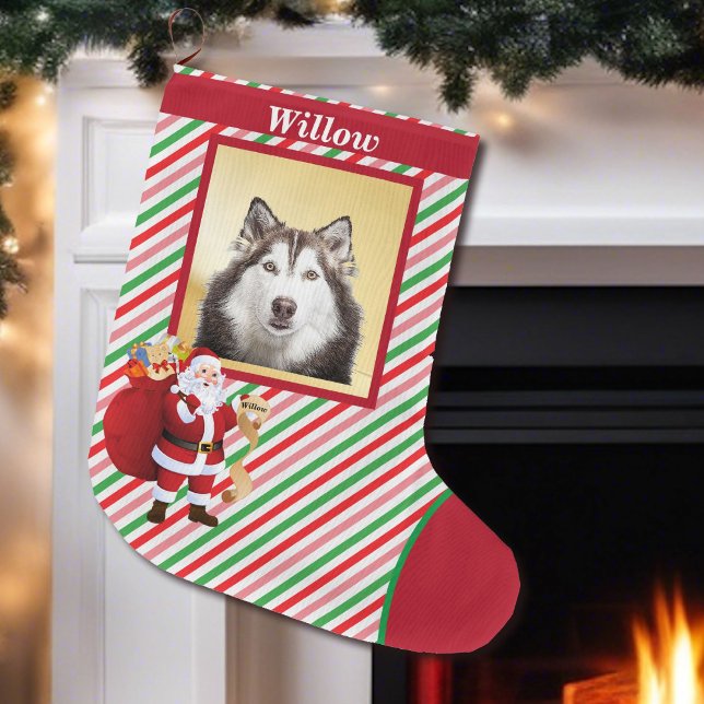 Dog Santa Claus Gutes Foto Name Großer Weihnachtsstrumpf (Von Creator hochgeladen)