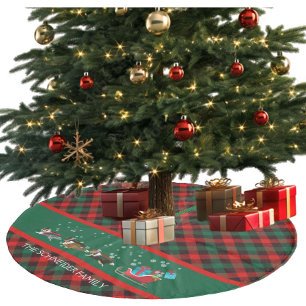 Dog Shelties Pulling Christmas Sleigh Kariert Fleece Weihnachtsbaumdecke