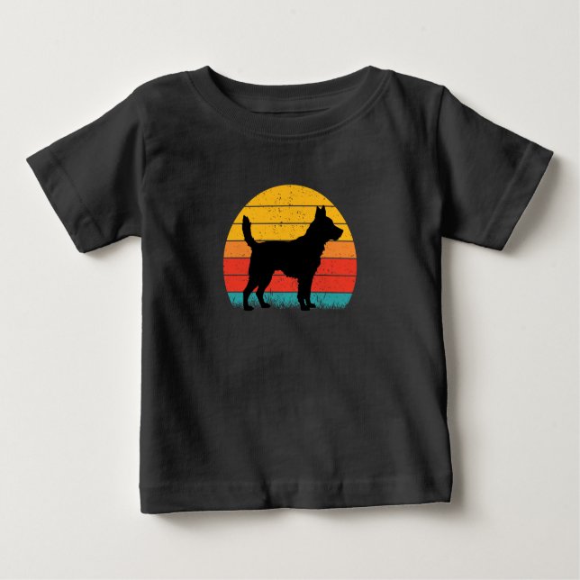 Dog Silhouette at Sunset Baby T-shirt (Vorderseite)