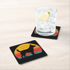 Dog Silhouette at Sunset Rechteckiger Pappuntersetzer