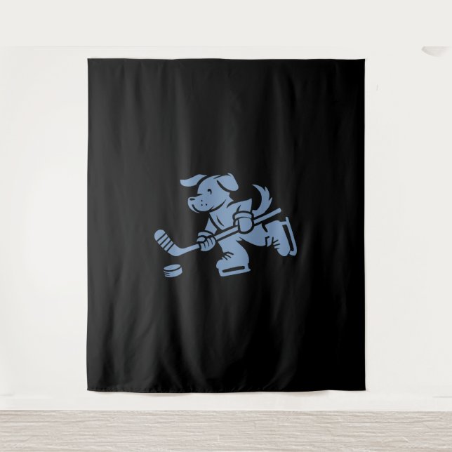 Dog Silhouette Golden Retriever Labrador Hockey  Wandteppich (Vorderseite)