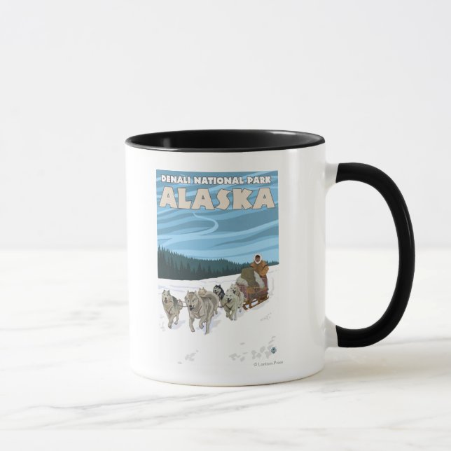 Dog Sledding Scene - Denali Nat'l Park, Alaska Tasse (Rechts)