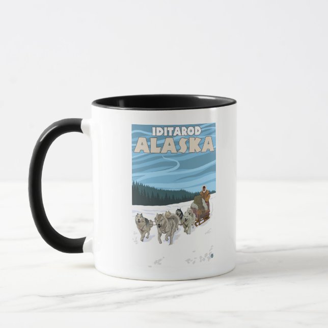 Dog Sledding Scene - Iditarod, Alaska Tasse (Links)