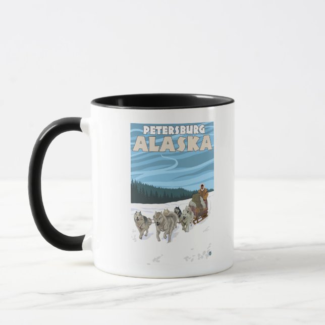 Dog Sledding Scene - Petersburg, Alaska Tasse (Links)