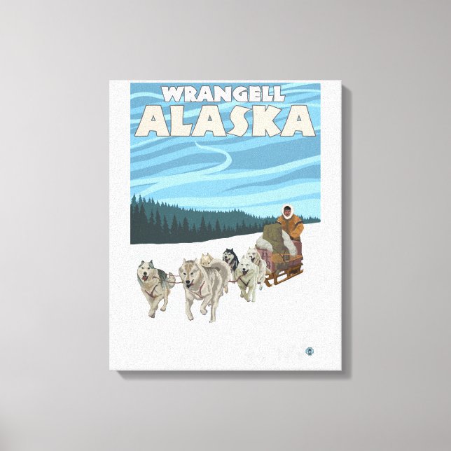 Dog Sledding Scene - Wrangell, Alaska Leinwanddruck (Vorderseite)