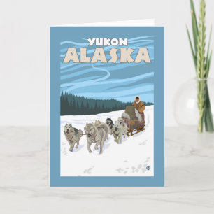 Dog Sledding Scene - Yukon, Alaska Feiertagskarte