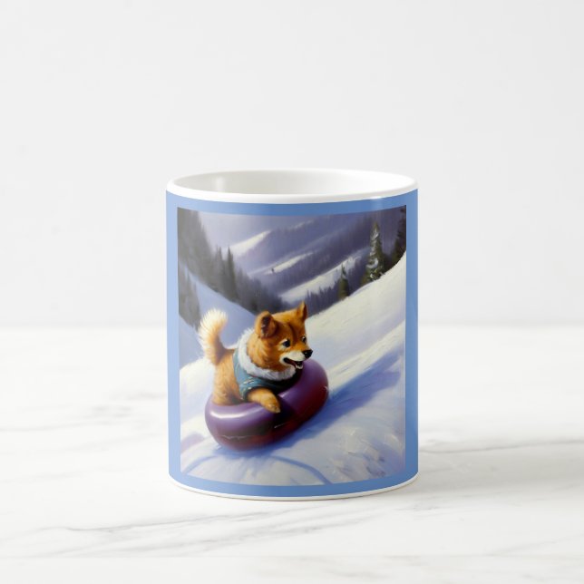 Dog Snow Tubing Kaffeetasse (Mittel)