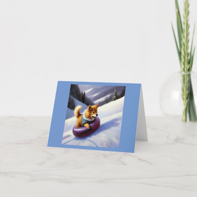 Dog Snow Tubing Karte (Vorderseite)