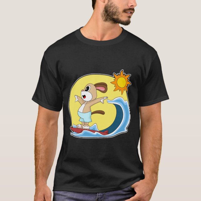 Dog Surfing Surfboard Summer T-Shirt (Vorderseite)