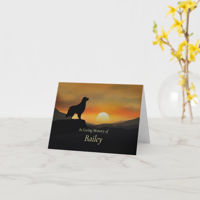 Dog Sympathy Pet Loss Custom Name Beautiful  Karte (Gelbe Blume)