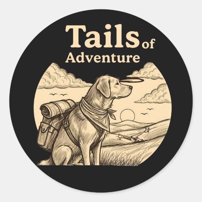 Dog Tails of Adventure Funny Dog Lover Hiking  Runder Aufkleber (Vorderseite)