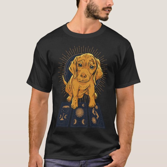 Dog Tarot Card Reading Cartomancy Retro Tarot Card T-Shirt (Vorderseite)