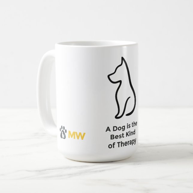 Dog Therapy Mug – Minimalist Pet Line Art Coffrt P Kaffeetasse (Vorderseite Links)