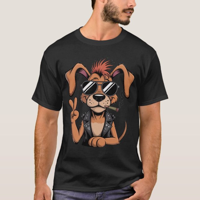DOG THROWING PEACE SIGN T-Shirt (Vorderseite)