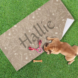 Dog Towel - Brown Botanical, Personalized Badehandtuch