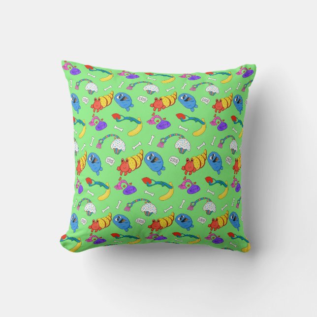 "Dog Toys and Dog Bones" Pillow Green Kissen (Vorderseite)