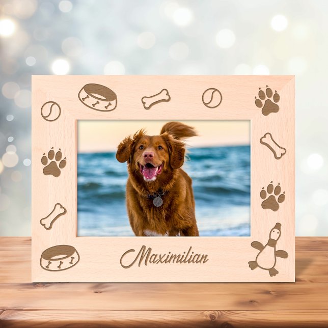 Dog Toys Dish Paw Prints 7x5 Geätzte Rahmen (Von Creator hochgeladen)