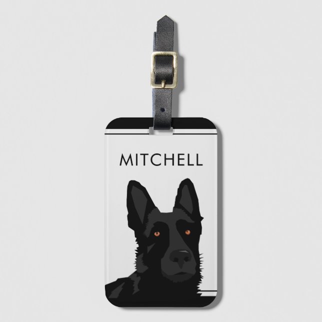 Dog Trainer Black German Shepherd Gepäckmarke Gepäckanhänger (Vorderseite Vertikal)