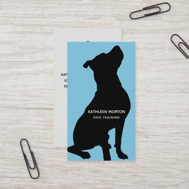 Dog Trainer Black Silhouette Visitenkarte (Vorderseite/Rückseite Beispiel)