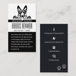Dog Trainer Dog Training School Black Visitenkarte