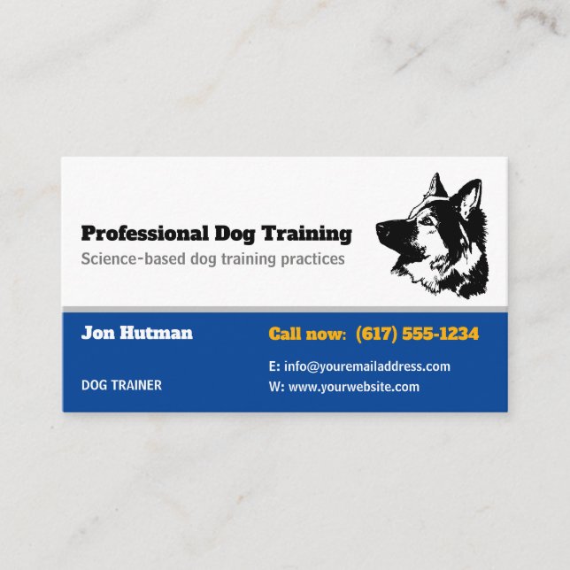 Dog Trainer | Dog Training School Visitenkarte (Vorderseite)