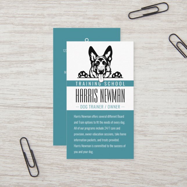 Dog Trainer | Dog Training School Visitenkarte (Vorderseite/Rückseite Beispiel)