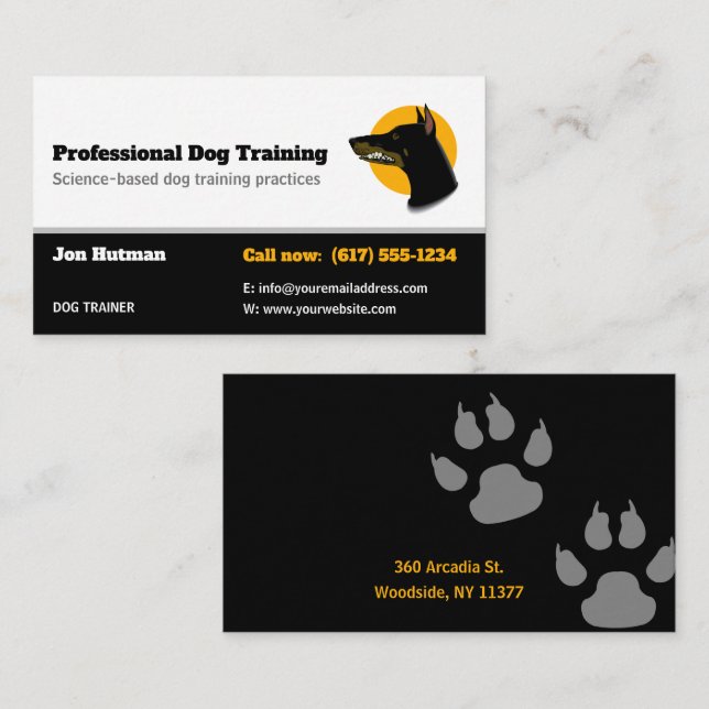 Dog Trainer | Dog Training School Visitenkarte (Vorne/Hinten)
