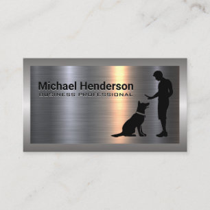 Dog Trainer mit Hund   Metallic Visitenkarte